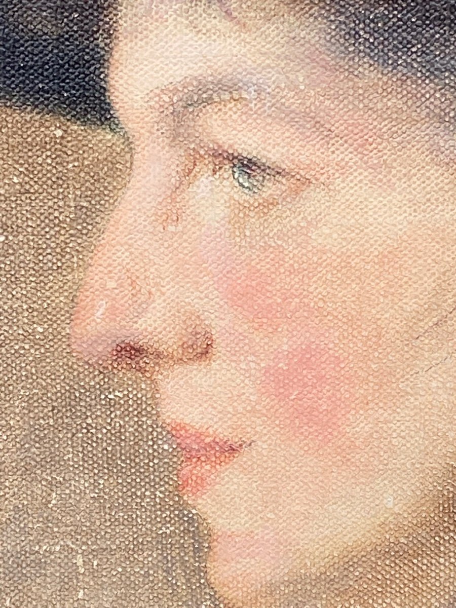 Portrait De Dame De Qualité, 1890 -1910 , Huile Sur Toile-photo-3