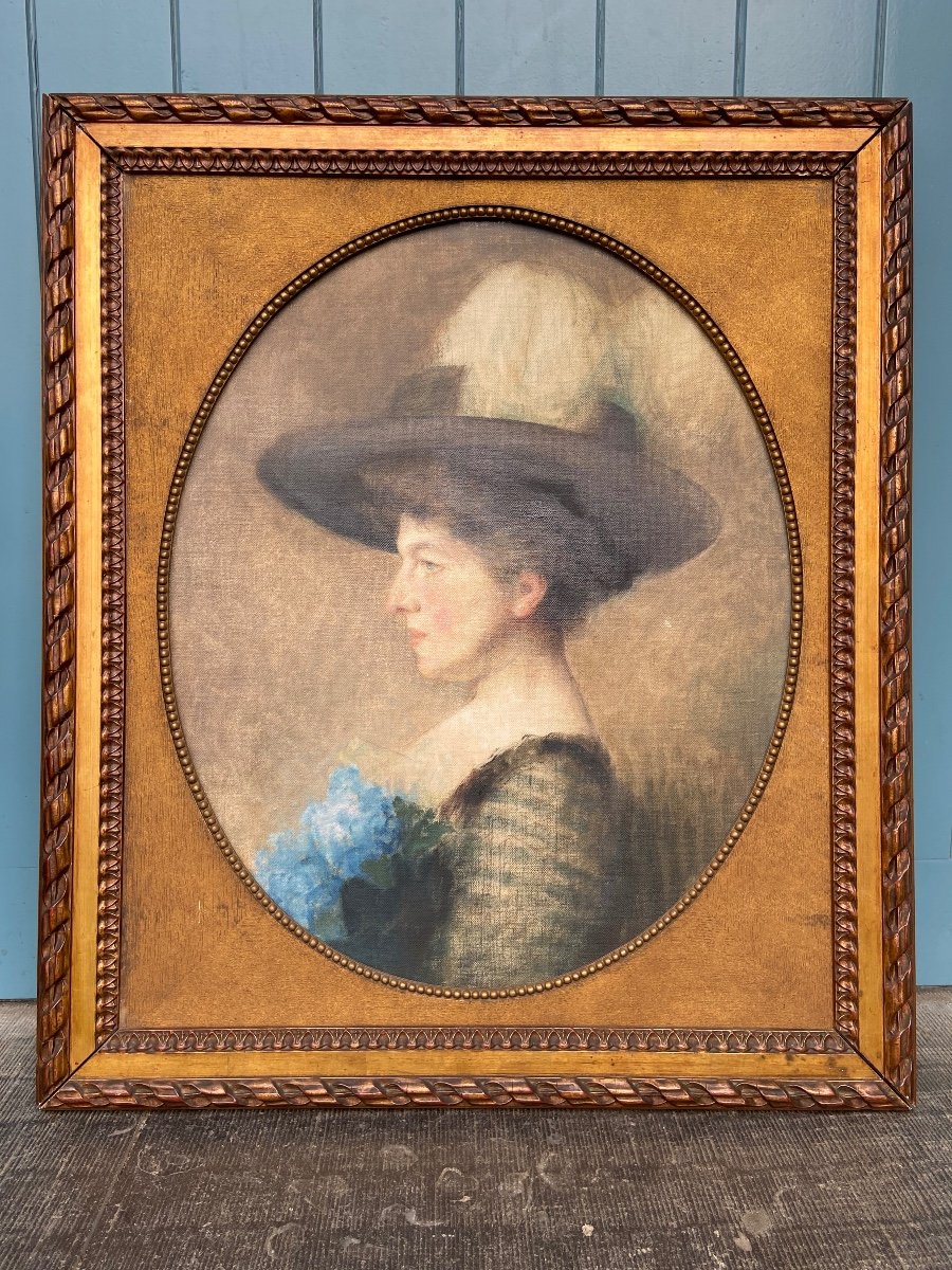 Portrait De Dame De Qualité, 1890 -1910 , Huile Sur Toile-photo-5