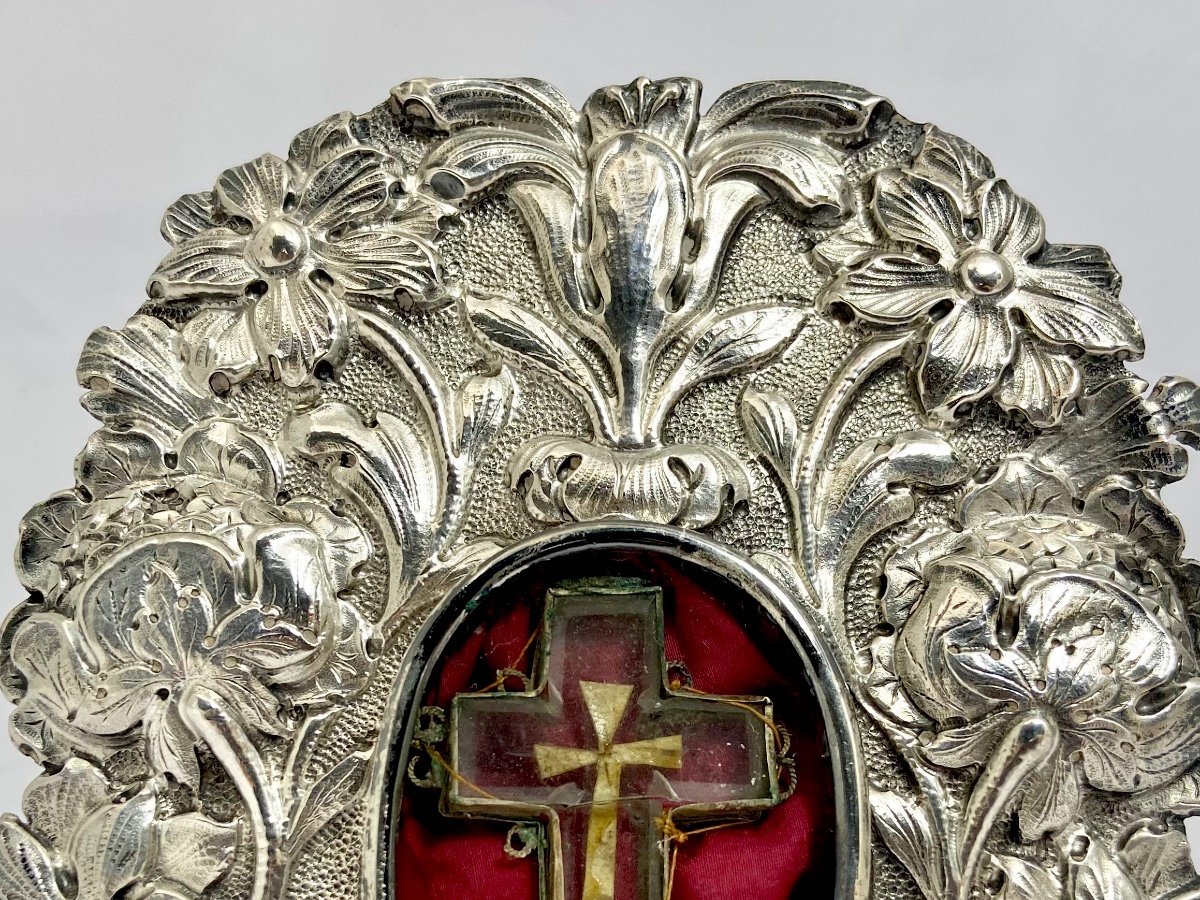 Osculatory Reliquary, 1630-1650, France Or Flanders, Sterling Silver & Crystal, True Cross ? -photo-7