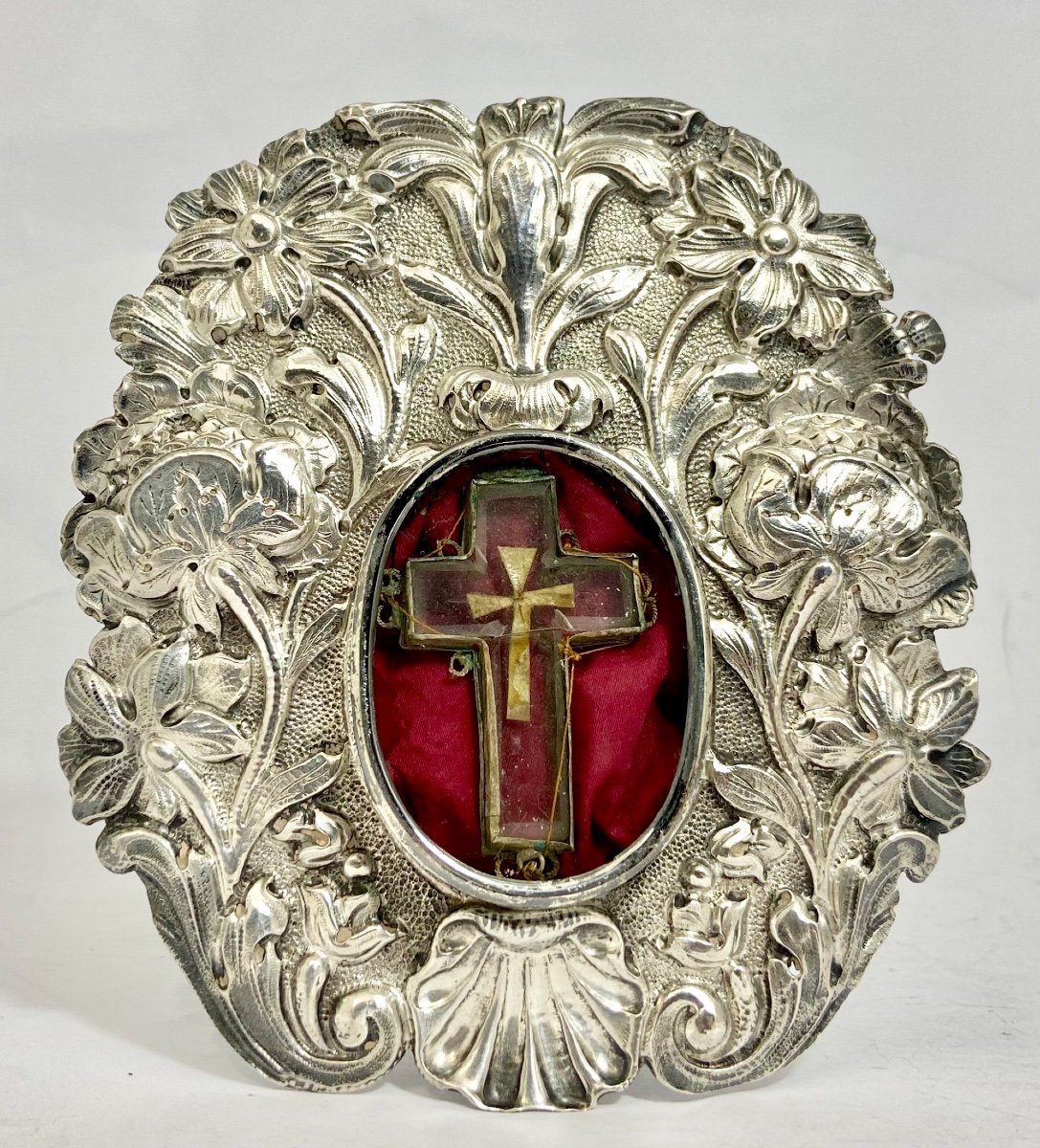 Osculatory Reliquary, 1630-1650, France Or Flanders, Sterling Silver & Crystal, True Cross ? -photo-8