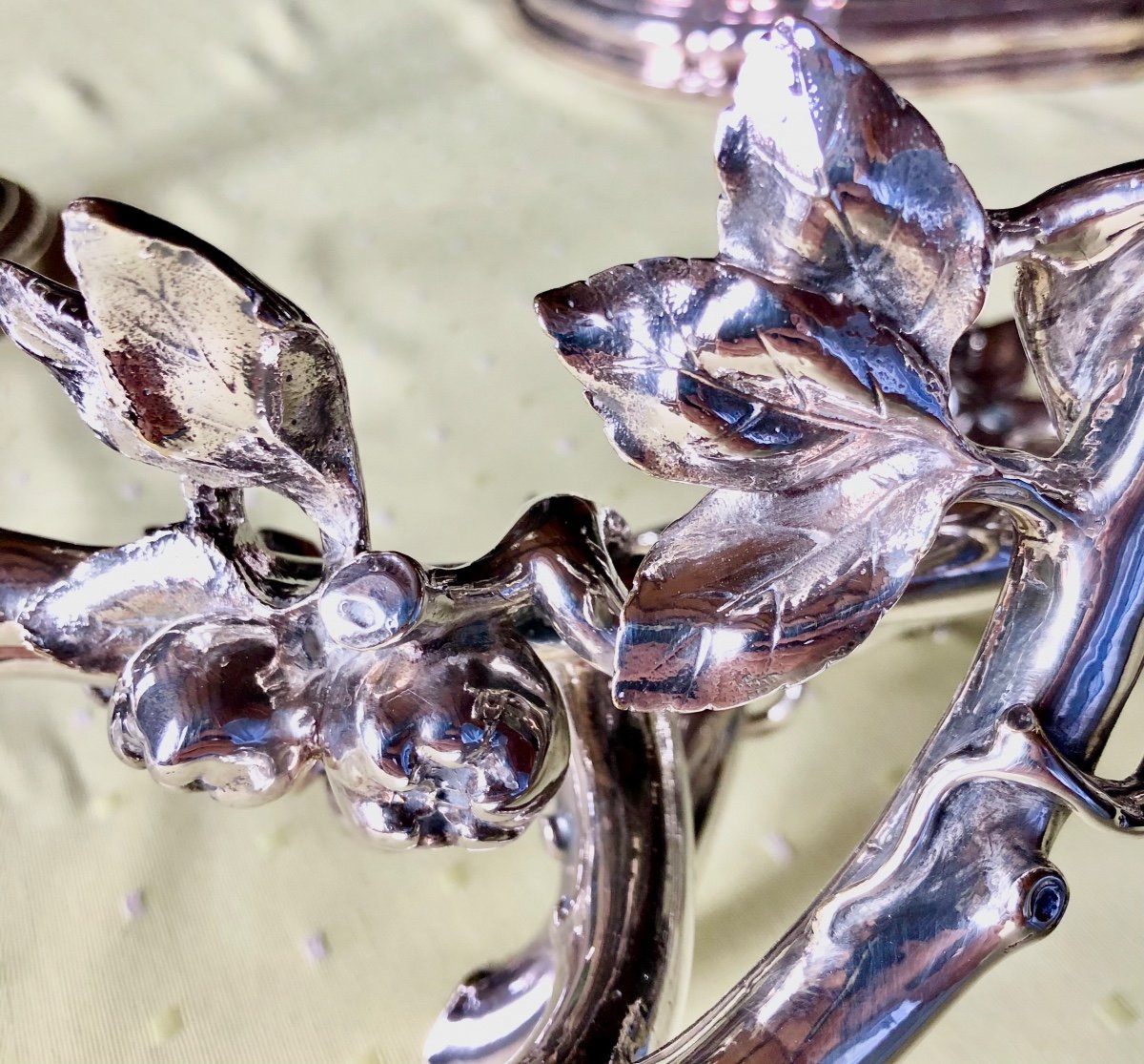  Christofle Centerpiece, Paris 1850-80 , Silverplated  Bronze And Crystal-photo-2