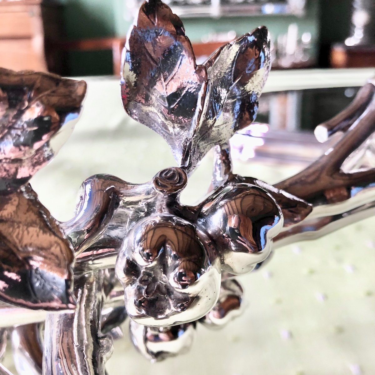  Christofle Centerpiece, Paris 1850-80 , Silverplated  Bronze And Crystal-photo-3