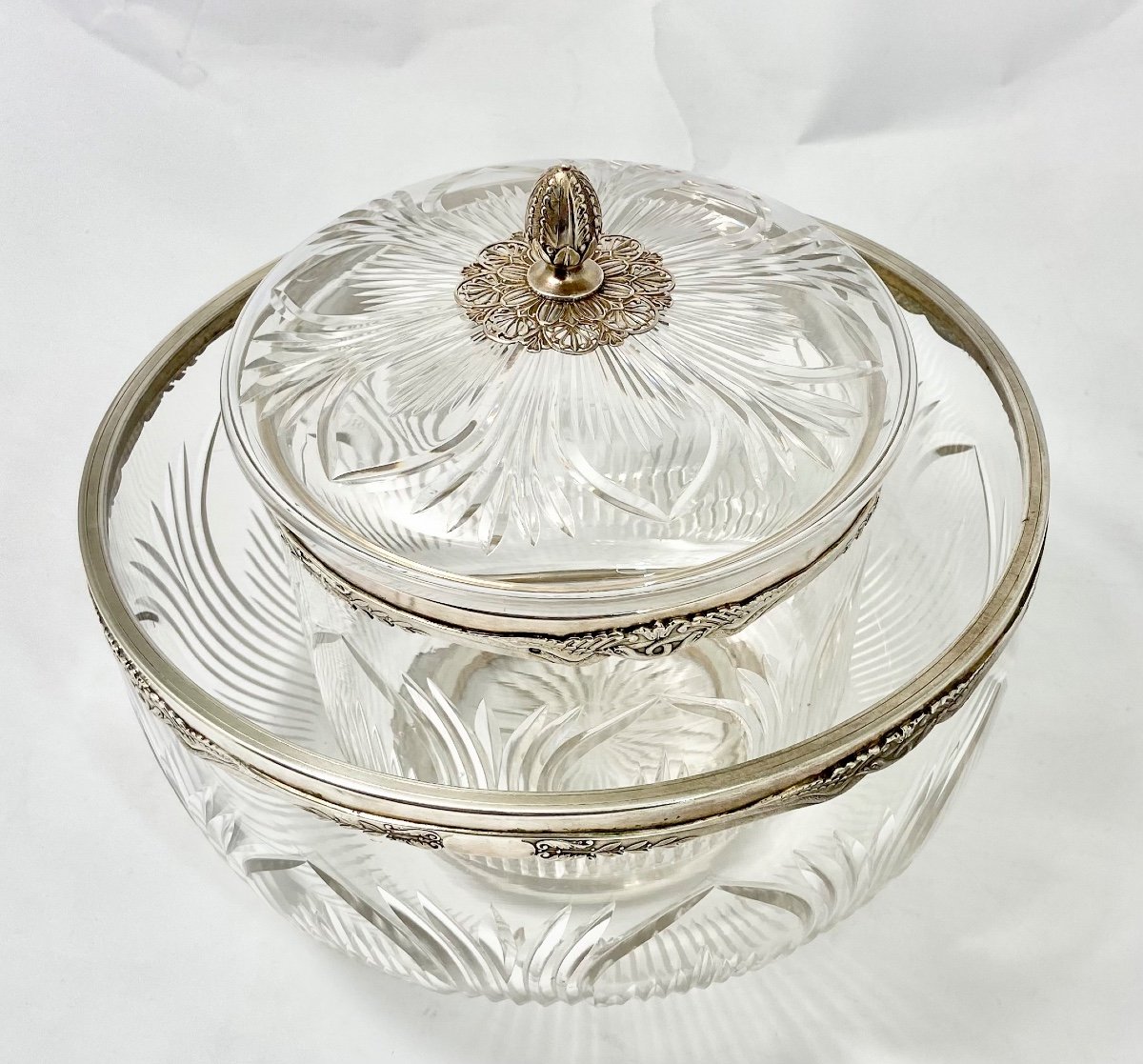 Ice Cream Service, Sterling Silver And Crystal, France Circa 1880-1900, Caviar Service-photo-4