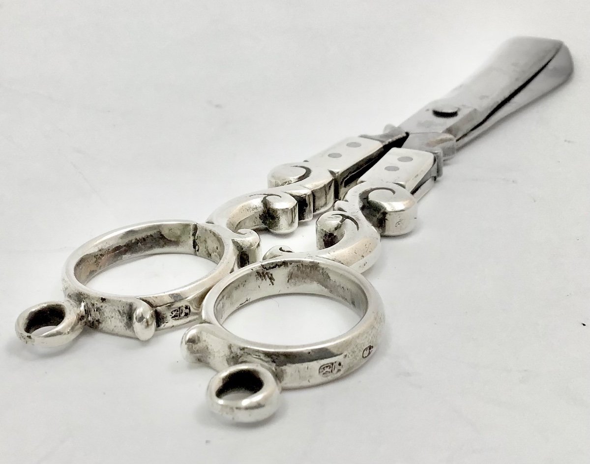 Pair Of Scissors, Brussels Around 1750, Sterling Silver And Steel.-photo-2