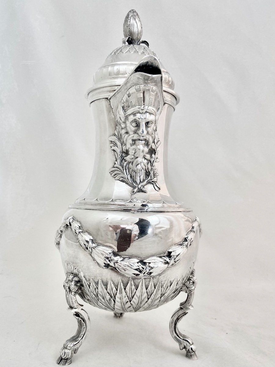 Louis XVI Coffee Pot , Bruges 1780-90, Gaspard Hanicq, Sterling Silver-photo-3