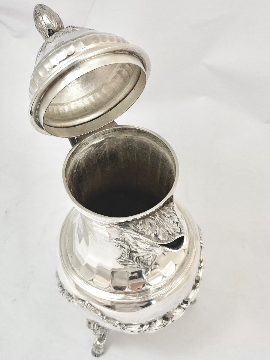 Louis XVI Coffee Pot , Bruges 1780-90, Gaspard Hanicq, Sterling Silver-photo-4