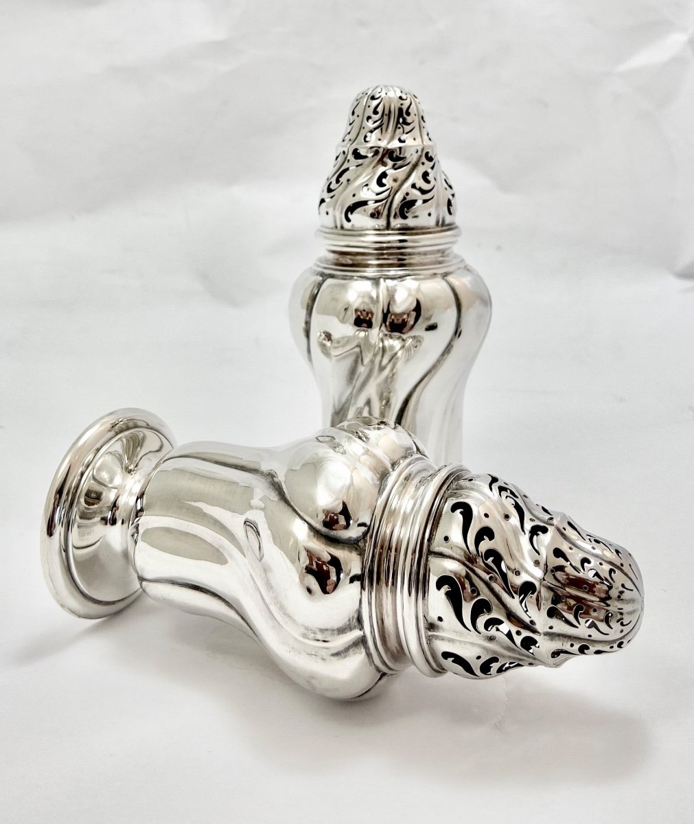 Pair Of Louis XV  Casters, Sterling Silver, Altenloh For Matelot In Liège 1900-1930-photo-2