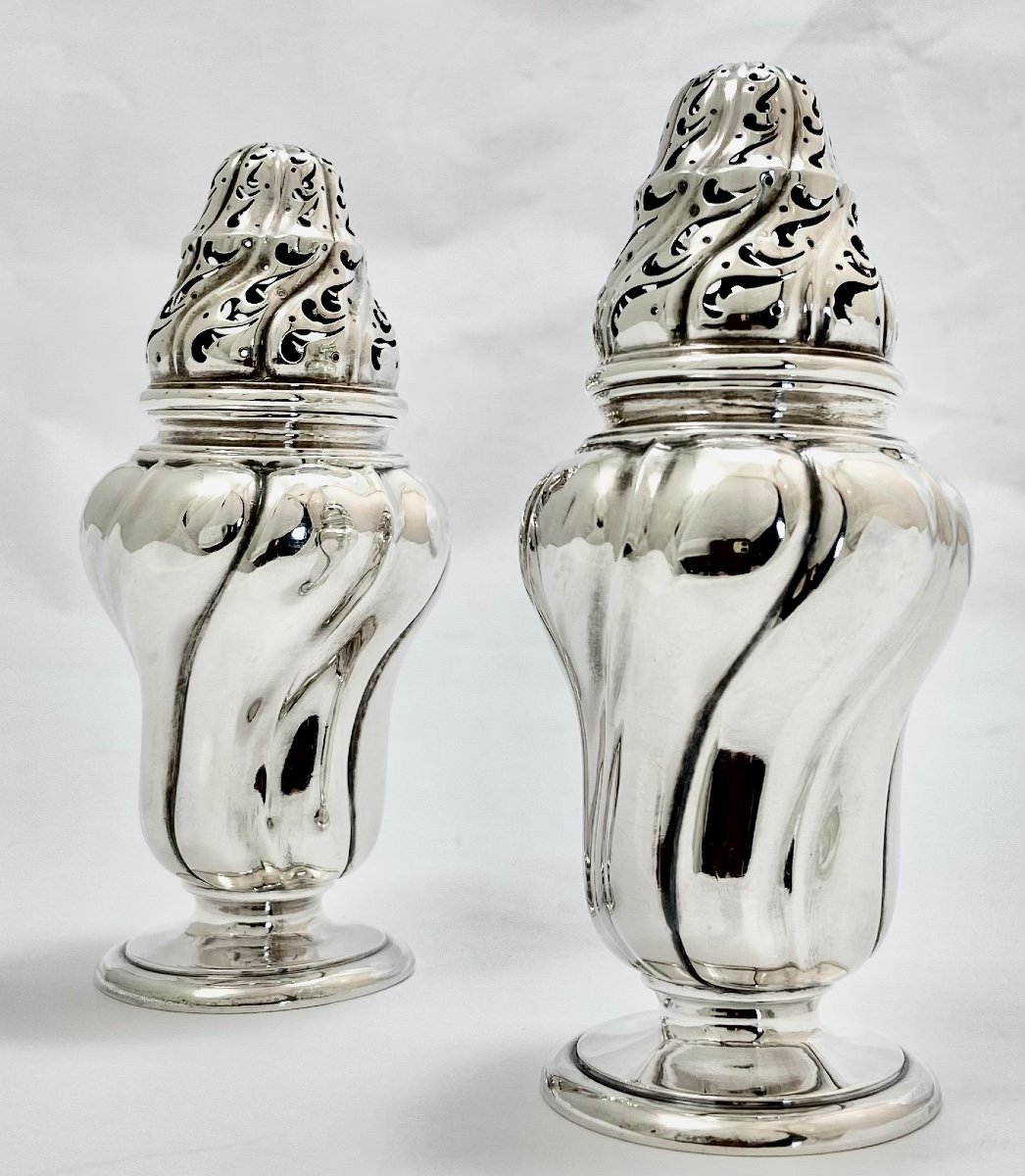 Pair Of Louis XV  Casters, Sterling Silver, Altenloh For Matelot In Liège 1900-1930-photo-4