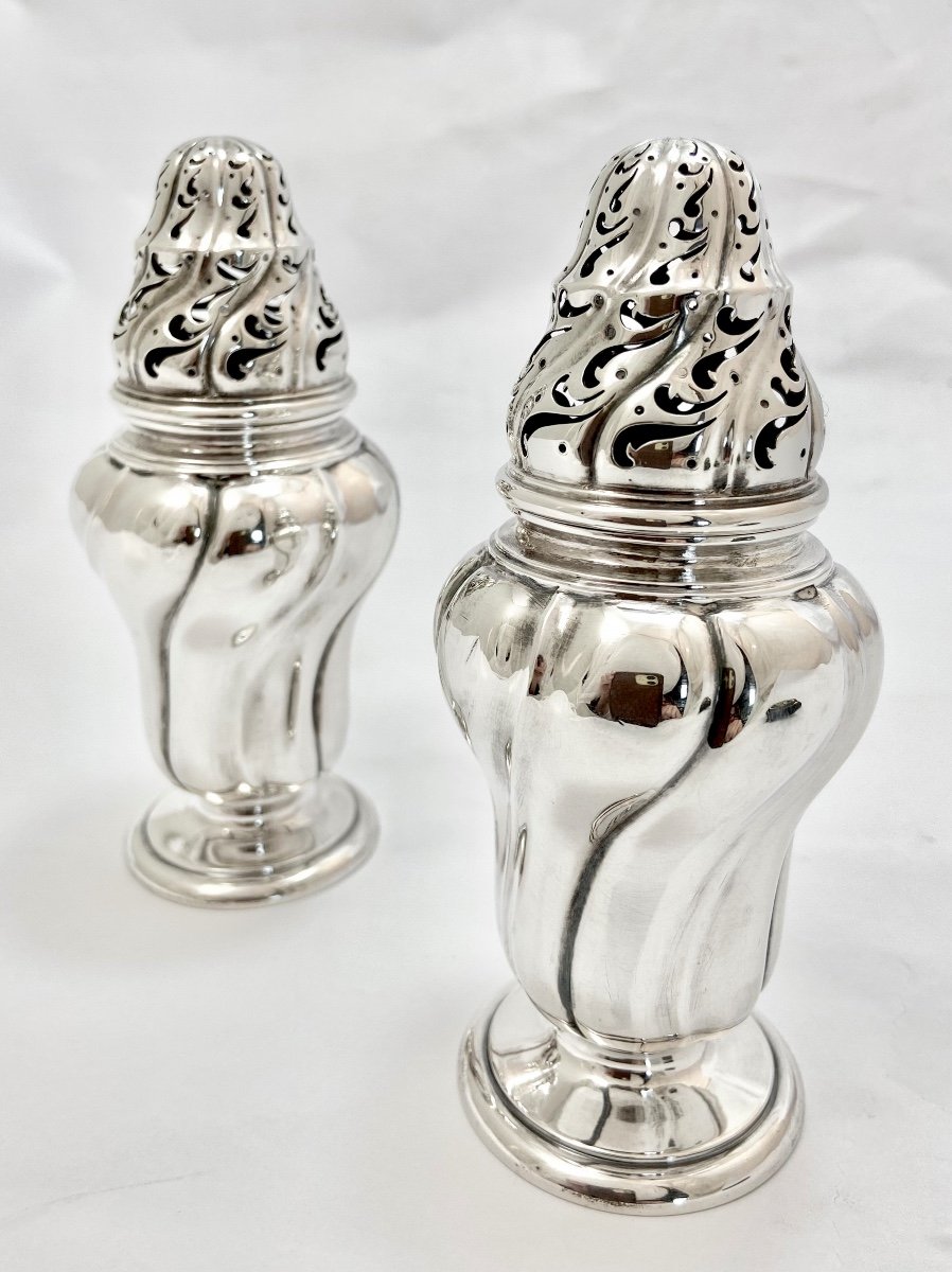 Pair Of Louis XV  Casters, Sterling Silver, Altenloh For Matelot In Liège 1900-1930-photo-5