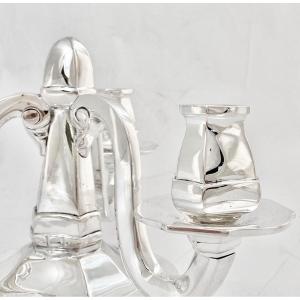 Paire De Candélabres Art Déco ,Argent Massif, 4 Kilos, De Keghel-Roos , Bruxelles 