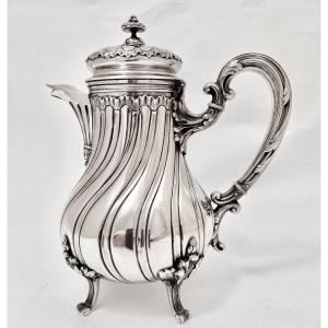 Cafetière Louis XV , Argent Massif, Paris , 1880-1900, Le Bouquet Orfèvre 