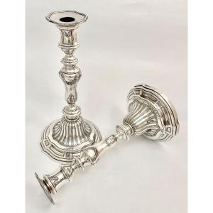 Pair Of Candlesticks, Paris 1784, Denis Franckson, Sterling Silver