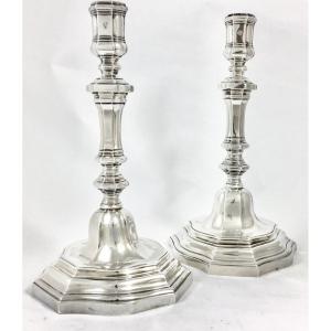 Cambrai Around 1760, Candlesticks In Sterling Silver, Jj Pierquint