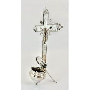 Holy Water Vessel , 1757, Mechelen, Sterling Silver, Master Marking With A Poppy