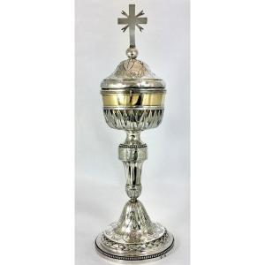 Giant Ciborium Louis XVI, 1798-1809, Bruges, Sterling Silver