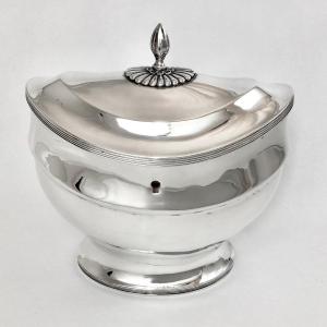 Charles X Tea Caddy, Netherlands 1814-1830, Sterling Silver, Theebus, Theedoos Zilver