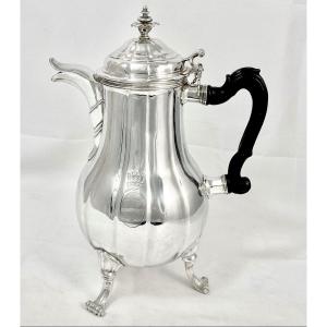 Mons 1753, Barons De Beeckman Coat Of Arms, Sterling Silver, Coffee Pot, Goldsmith C.l.foncez