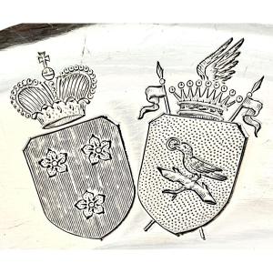 Royal Provenance: Arenberg & Serbia, Pair Of Dishes, Sterling Silver, Hunyady De Kethely