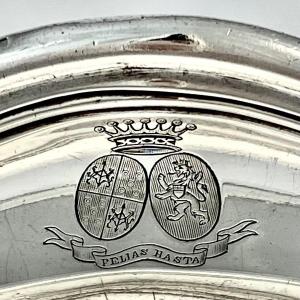 Antwerp 1765, Coat Of Arms Pycke De Peteghem - ´t Serclaes, Sterling Silver Plate, Pelias Hasta