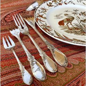 Art Nouveau 126-piece Cutlery Set In Solid Silver, Delheid Frères, Brussels 