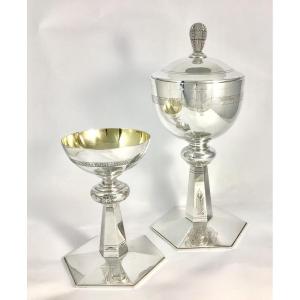 Brussels 1925-1940, Sterling Silver, Set Of Ciborium, Chalice And Paten, Vandenhoute