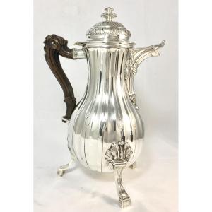 Mons 1777, Chocolate Pot, Solid Silver, Louis XVI Period, Coffee Pot, Tripod Jug 