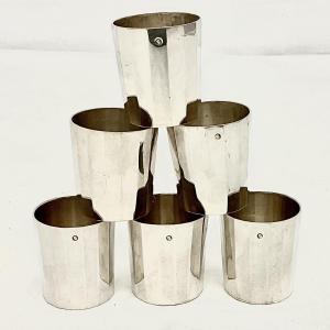 Paris 1798-1809, argent massif , 6 godets à eau de vie , François Alexis Carron, gobelets , 