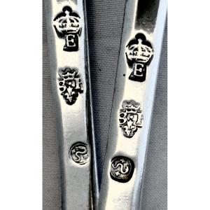 Maubeuge , 1748-1752, 8 couverts en argent , orfèvre Jean-François Spilleux , argent massif