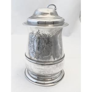 London 1750, Georgian Tankard , Sterling Silver , Richard Gurney And Thomas Cook , Leeke Family