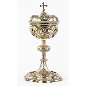 France Circa 1850-70, Vermeil And Enamel, Silver Ciborium