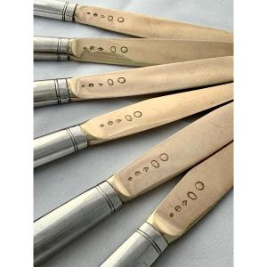 Ghent, 1814–1831, Six Solid Silver Fruit Knives, Widow Roelants