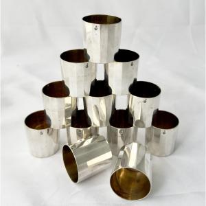 Paris, 1809–1819, 12 Liqueur Glasses, 950% Sterling Silver And Vermeil, Jacques-louis Berger