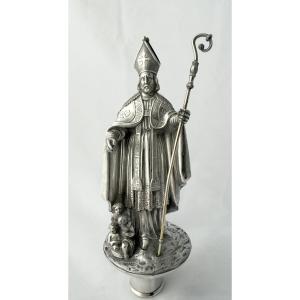 Bruxelles 1831-1868, couronne de baton de confrérie, argent massif, Saint-Nicolas