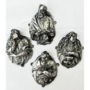 Venice, 1580–1650, Solid Silver, Four Medallions Depicting Processional Crosses,