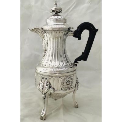 Grande Cafetière En Argent Massif, Mons 1792,  Par L’orfèvre Evrard