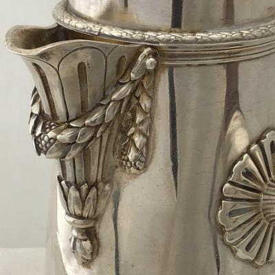 Sterling Silver Chocolat Pot, Louis Seize Style, France Late Nineteenth Century