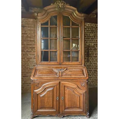 Bureau Bookcase Oak Eighteenth Century Hainaut Region