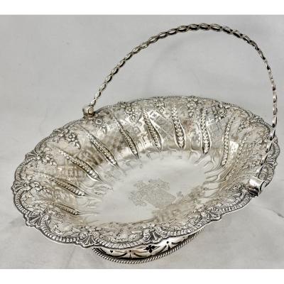 Basket George Ii, London 1759, Sterling Silver, Coat Of Arms Of Count Darcy