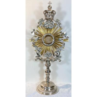 Colossal  Monstrance, Sterling Silver And Vermeil, Middle Nineteenth, Bruges, 