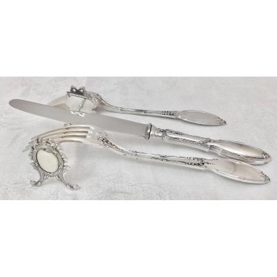 Solid Silver Canteen Of Cutlery , 223 Pièces For 12, Delheid Brussels Around 1900-1920, Louis XVI  Style