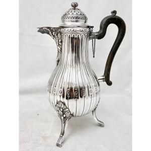 Cafetière Mons 1784, Evrard. Louis Seize en argent massif 