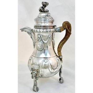 Cafetière Louis XVI, 1778, Bruxelles, Argent Massif 