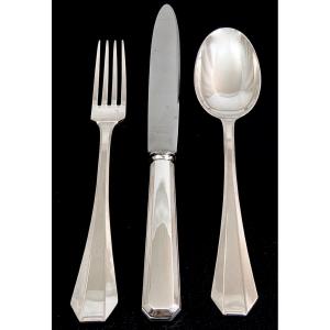 Art Deco Cutlery Set, Sterling Silver, 150 Pieces Delheid, Frères, Brussels Circa 1925-1940, Nr. 39
