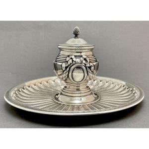 Inkwell Louis XVI, Sterling Silver, Risler & Carré, Paris 1890-1910