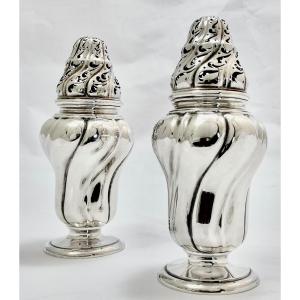 Pair Of Louis XV  Casters, Sterling Silver, Altenloh For Matelot In Liège 1900-1930