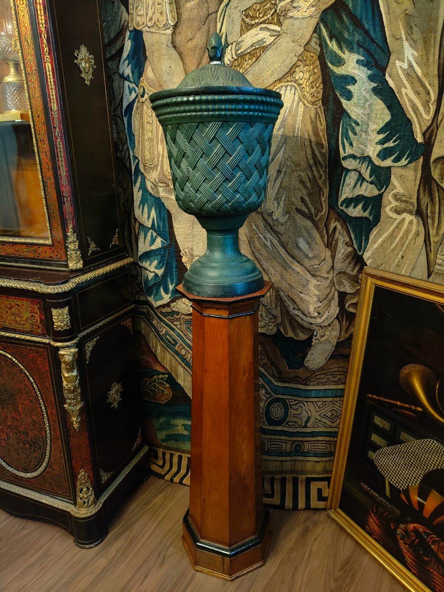 Paire De Vases En Fonte avec Colonnes, Période : Empire-photo-3