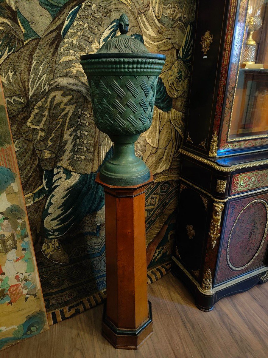 Paire De Vases En Fonte avec Colonnes, Période : Empire-photo-4
