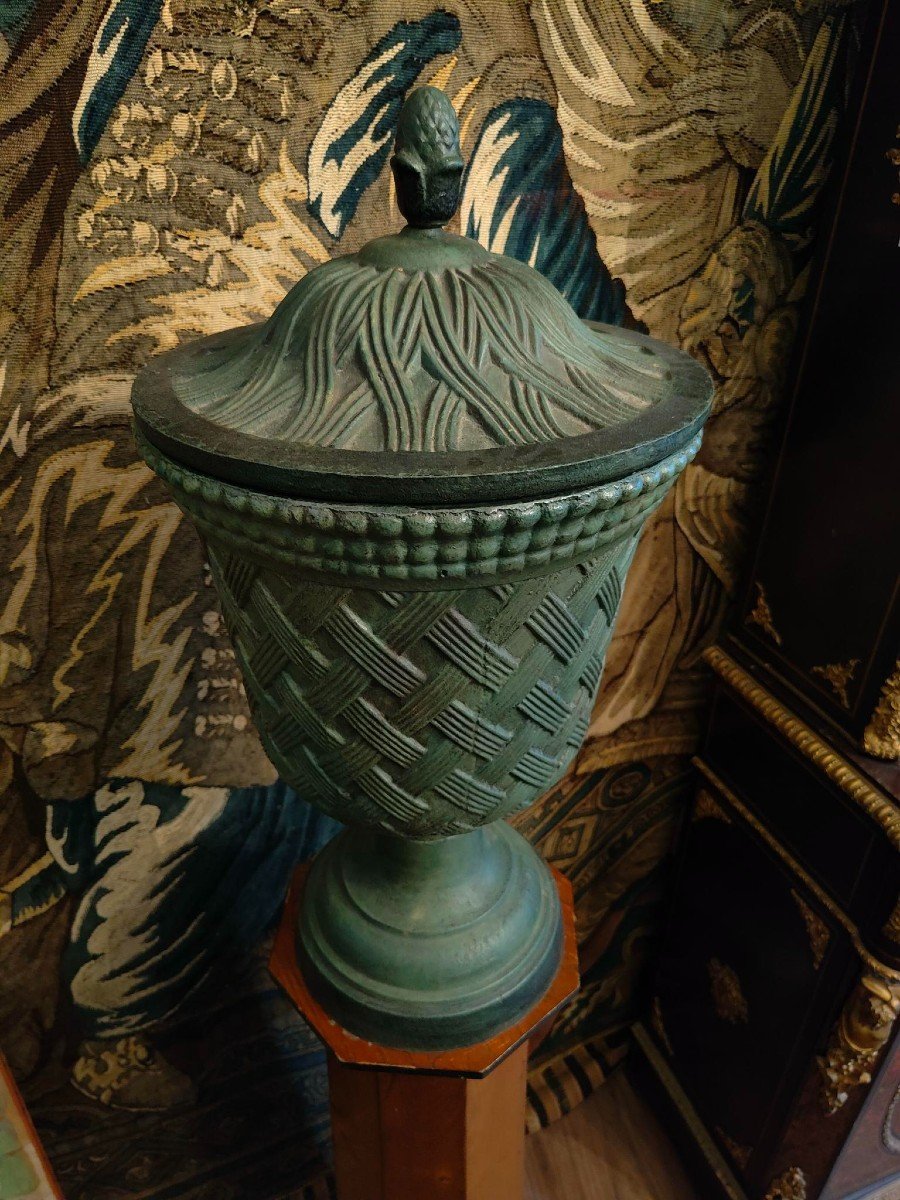 Paire De Vases En Fonte avec Colonnes, Période : Empire-photo-3