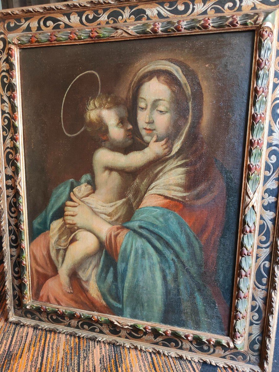 Peinture, Vierge à l'Enfant, époque : 18ème Siècle-photo-3