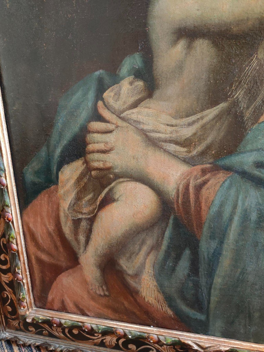Peinture, Vierge à l'Enfant, époque : 18ème Siècle-photo-2